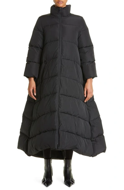 Shop Balenciaga Maxi Bow A-line Puffer Coat In Black