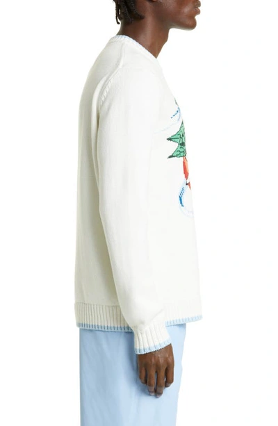 Shop Casablanca Orbite Autour De L'orange Intarsia Cotton Sweater In Off-white