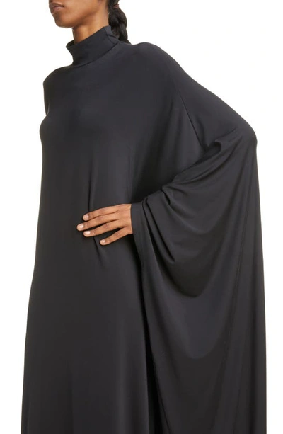 Shop Balenciaga Minimal Long Sleeve Mock Neck Jersey Maxi Dress In Black