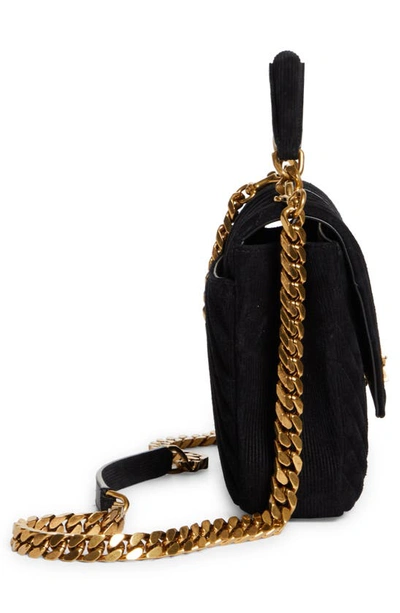 Shop Saint Laurent Medium College Corduroy Shoulder Bag In 1000 Nero