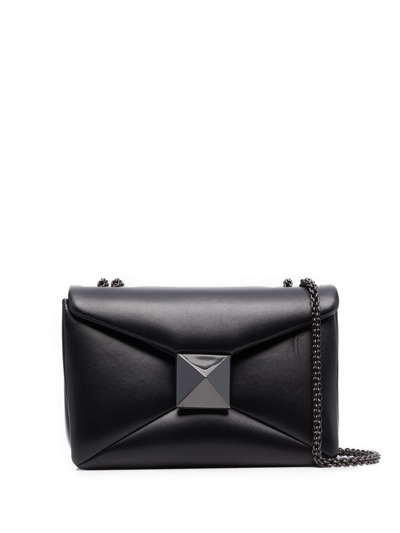 Shop Valentino Small One Stud Nappa-leather Crossbody Bag In Black