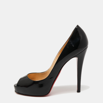 Pre-owned Christian Louboutin Black Patent Leather New Very Prive Pumps Size 38