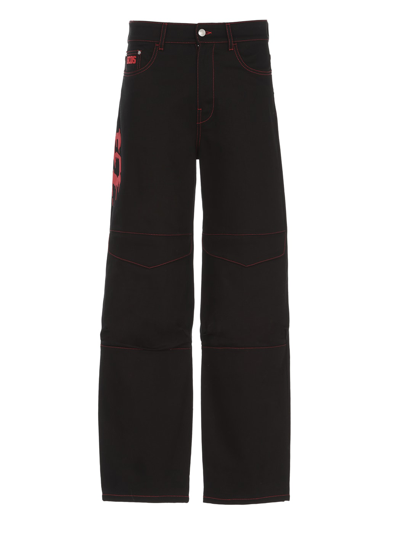 Shop Gcds Cotton Cargo Pants In Black