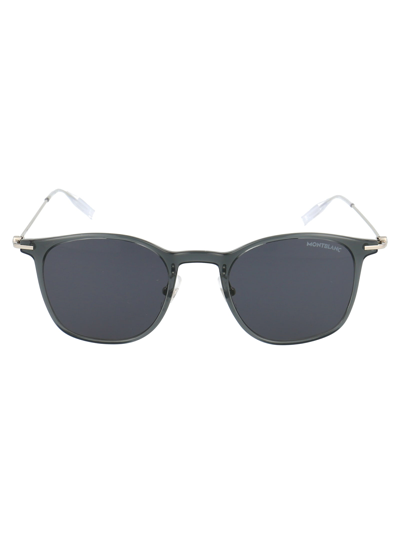 Shop Montblanc Mb0098s Sunglasses In 001 Grey Silver Grey