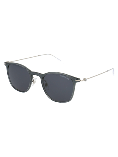 Shop Montblanc Mb0098s Sunglasses In 001 Grey Silver Grey
