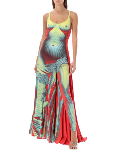 Shop Y/project Body Morph Maxi Dress In Yellow Red Blue