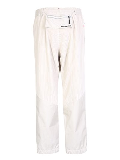 Shop Moncler Cream Cotton Blend Trousers In White