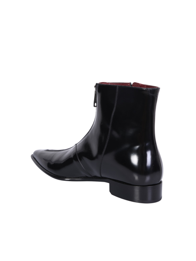 Shop Dolce & Gabbana Leather Zip Ankle Boots In Black