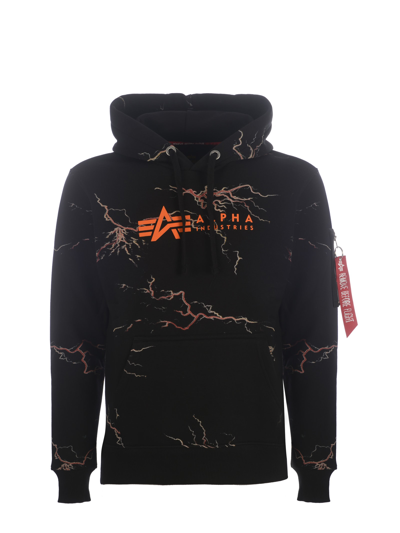 Shop Alpha Industries Hooded Sweatshirt  In Cotton In Nero