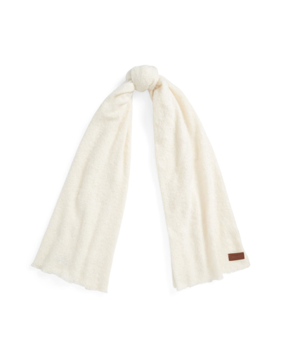 Shop Lauren Ralph Lauren Fringe-trim Bouclé Wrap Scarf Woman Scarf Ivory Size - Polyester In White
