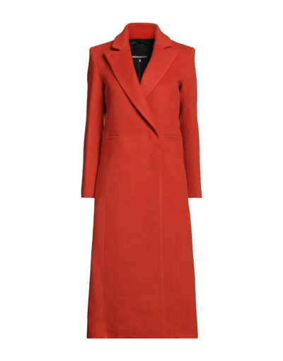 Shop Patrizia Pepe Woman Coat Rust Size 6 Virgin Wool, Polyamide In Red
