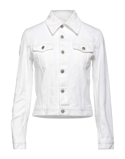 Shop Maison Margiela Woman Denim Outerwear White Size 4 Cotton