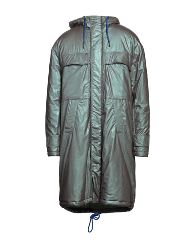 Shop Custo Barcelona Man Coat Lead Size 38 Polyurethane, Viscose In Grey