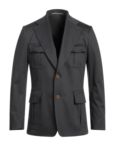 Shop Maestrami Man Suit Jacket Lead Size 42 Cotton, Elastane In Grey