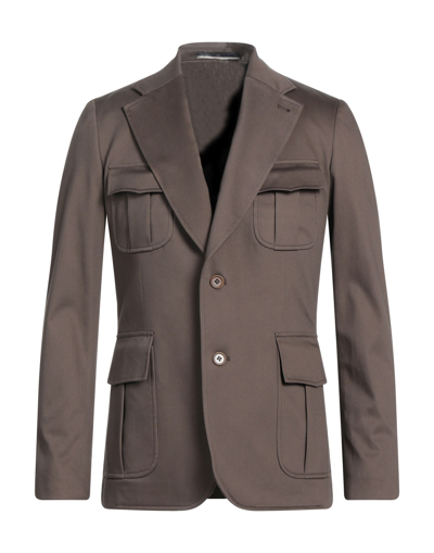 Shop Maestrami Man Suit Jacket Brown Size 36 Cotton, Elastane