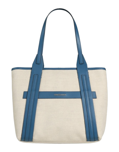 Shop Trussardi Woman Handbag Blue Size - Cotton, Linen, Cowhide