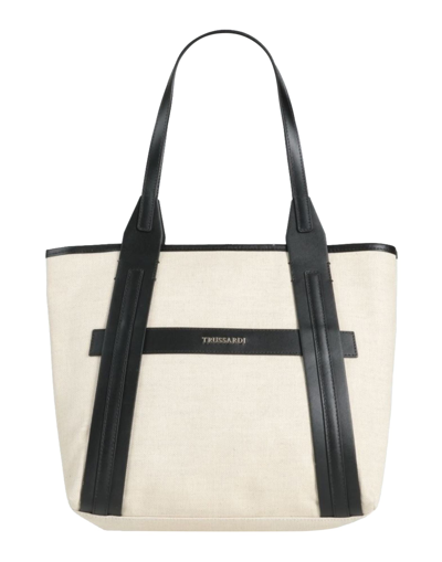 Shop Trussardi Woman Handbag Beige Size - Cotton, Linen, Cowhide