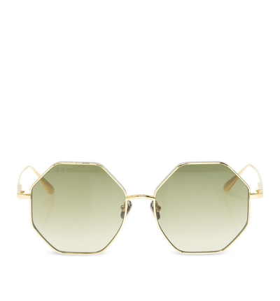 Shop Linda Farrow Oversized Octagon Framed Sunglasses In Green