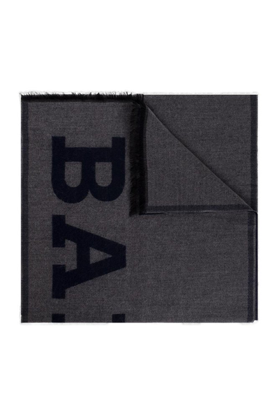 Shop Bally Logo Knitted Scarf In Grey