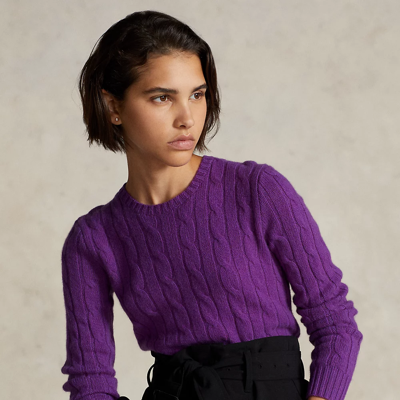 Shop Ralph Lauren Cable-knit Cashmere Sweater In Paloma Purple