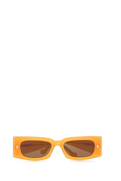 Shop Nanushka Rectangle Frame Sunglasses In Orange