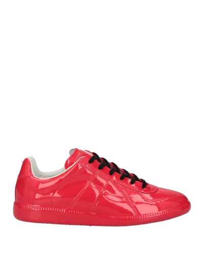 Shop Maison Margiela Man Sneakers Red Size 9 Soft Leather, Textile Fibers