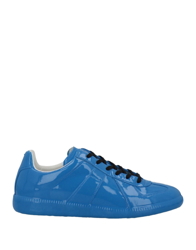 Shop Maison Margiela Man Sneakers Bright Blue Size 9 Soft Leather, Textile Fibers
