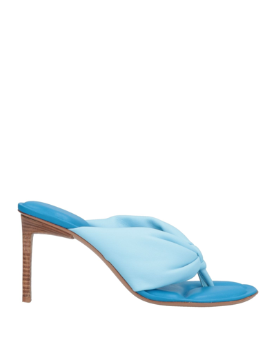 Shop Jacquemus Woman Thong Sandal Sky Blue Size 8 Soft Leather