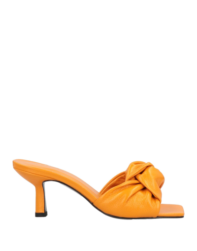 Shop By Far Woman Sandals Orange Size 8 Soft Leather