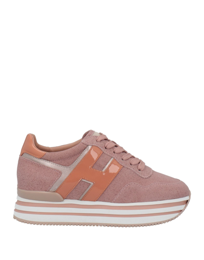 Shop Hogan Woman Sneakers Pastel Pink Size 7.5 Soft Leather