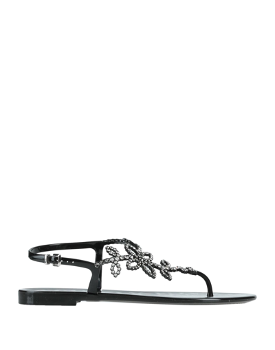 Shop Menghi Mènghi Woman Toe Strap Sandals Black Size 10 Rubber