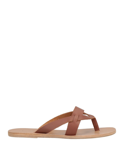 Shop Zeus + Dione Woman Thong Sandal Brown Size 6 Soft Leather
