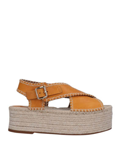 Shop Chloé Woman Espadrilles Ocher Size 10 Soft Leather In Yellow