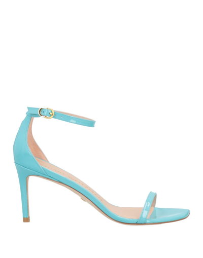 Shop Stuart Weitzman Woman Sandals Azure Size 6.5 Soft Leather In Blue