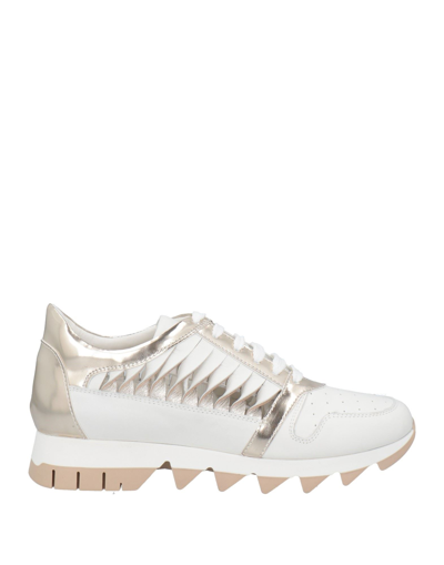Shop Bruglia Woman Sneakers Platinum Size 6 Calfskin In Grey