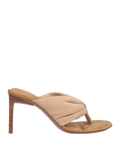 Shop Jacquemus Woman Toe Strap Sandals Beige Size 10 Soft Leather
