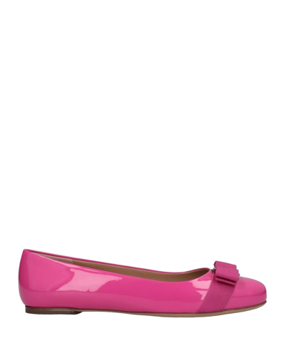 Shop Ferragamo Woman Ballet Flats Fuchsia Size 5.5 Calfskin In Pink