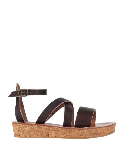 Shop Kjacques Sandals In Dark Brown
