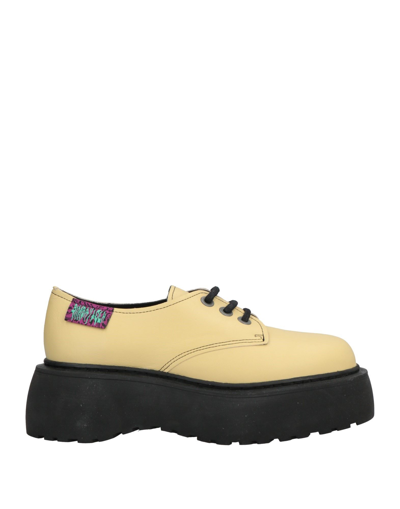 Shop Bimba Y Lola Woman Lace-up Shoes Light Yellow Size 9 Bovine Leather
