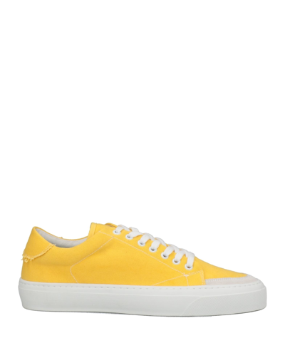 Shop John Elliott Man Sneakers Yellow Size 9 Textile Fibers, Soft Leather