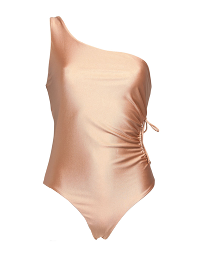 Shop Jade Swim Woman One-piece Swimsuit Camel Size L Nylon, Elastane In Beige