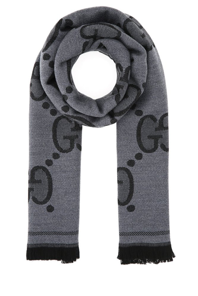 Shop Gucci Gg Jacquard Scarf In Grey