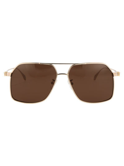 Shop Alexander Mcqueen Eyewear Navigator Frame Sunglasses In Gold
