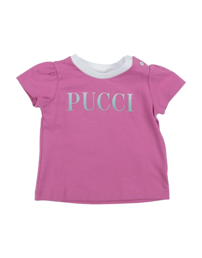Shop Emilio Pucci Pucci Newborn Girl T-shirt Fuchsia Size 3 Cotton, Elastane