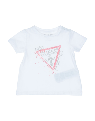 Shop Guess Newborn Girl T-shirt White Size 3 Cotton, Elastane