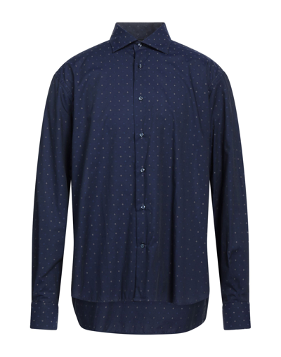 Shop Angelo Nardelli Man Shirt Midnight Blue Size 17 ¾ Cotton