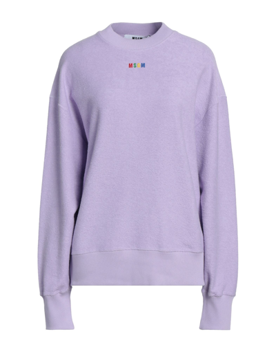 Shop Msgm Woman Sweatshirt Lilac Size Xl Cotton In Purple
