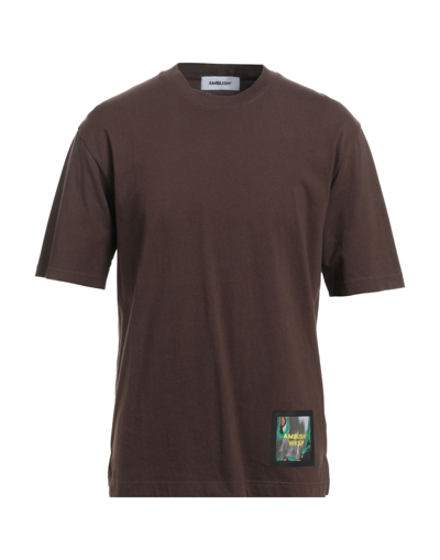 Shop Ambush Man T-shirt Dark Brown Size S Cotton, Polyester