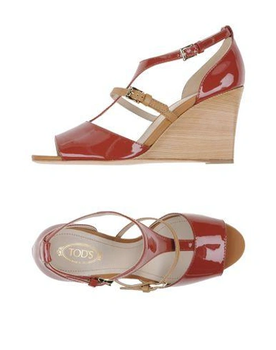 Shop Tod's Sandals In Brick Red