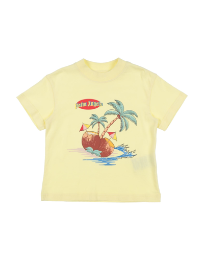Shop Palm Angels Toddler Girl T-shirt Light Yellow Size 4 Cotton